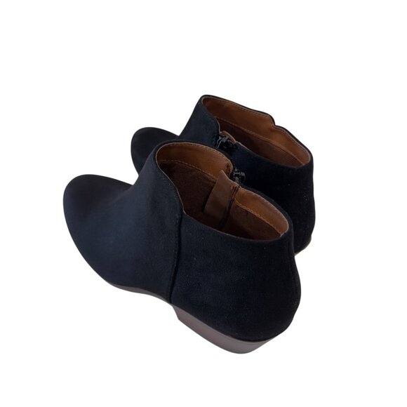 Soda Black Faux Suede Ankle Booties With Low Block Heel & Side Zipper - Picture 8 of 14